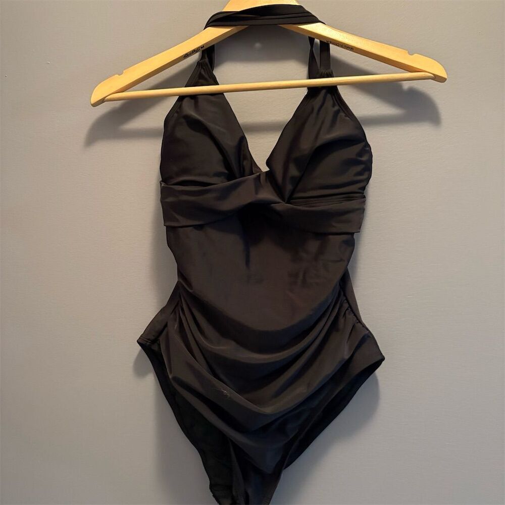 B2PRITY Women's Black Halter One Piece Swimsuit Size S